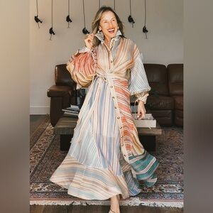 Striped Multicolor Button-Up Dress